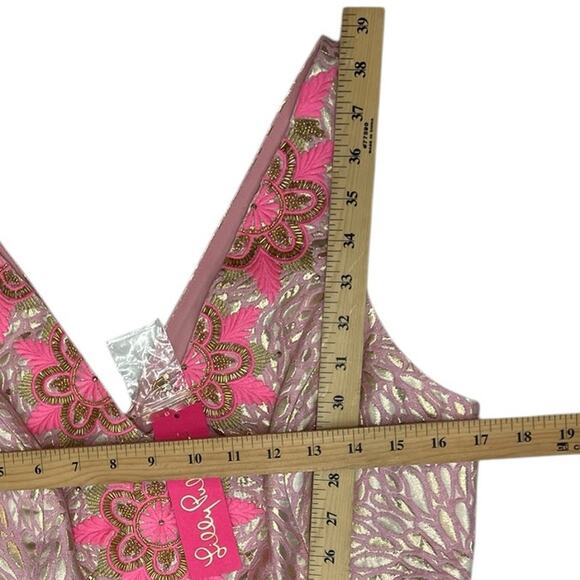 LILLY PULITZER NWT $328 Elanie Dress Pink Tropics Lagoon Jacquard SZ 10 - Picture 16 of 16